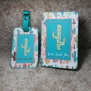 Matching cactus passport holder and luggage tag